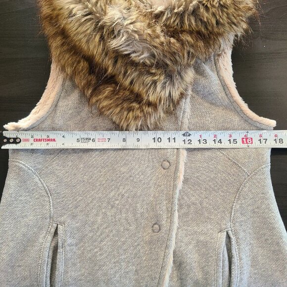 Dylan Clothing Faux Fur Collar Knit Vest Jacket Small Minky Soft Lining - Picture 4 of 10